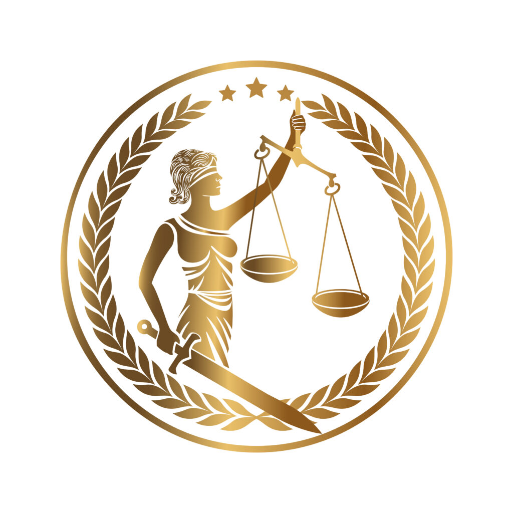lady justice themis golden emblem
